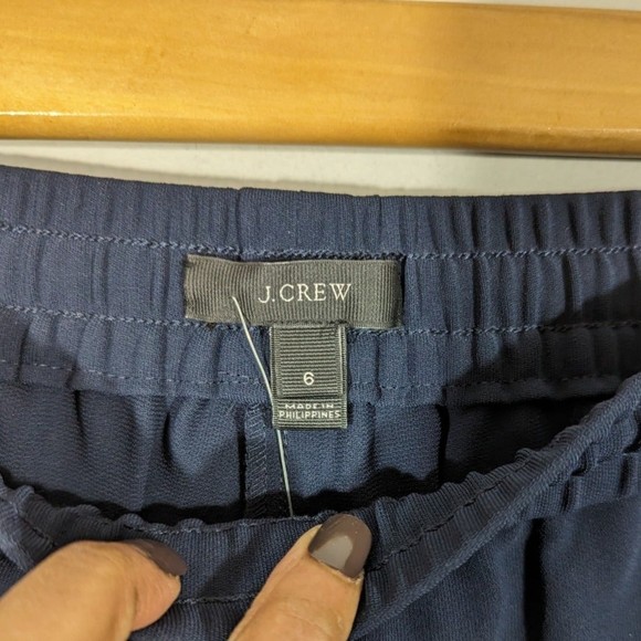 J.Crew Women Size 6 Navy Blue Polyester Drawstring Ankle Pants - Picture 5 of 7
